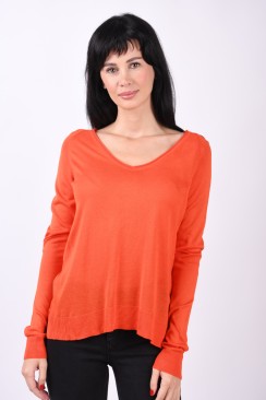 Bluza Dama Vero Moda Vmnova V-Neck Tangerine Tango